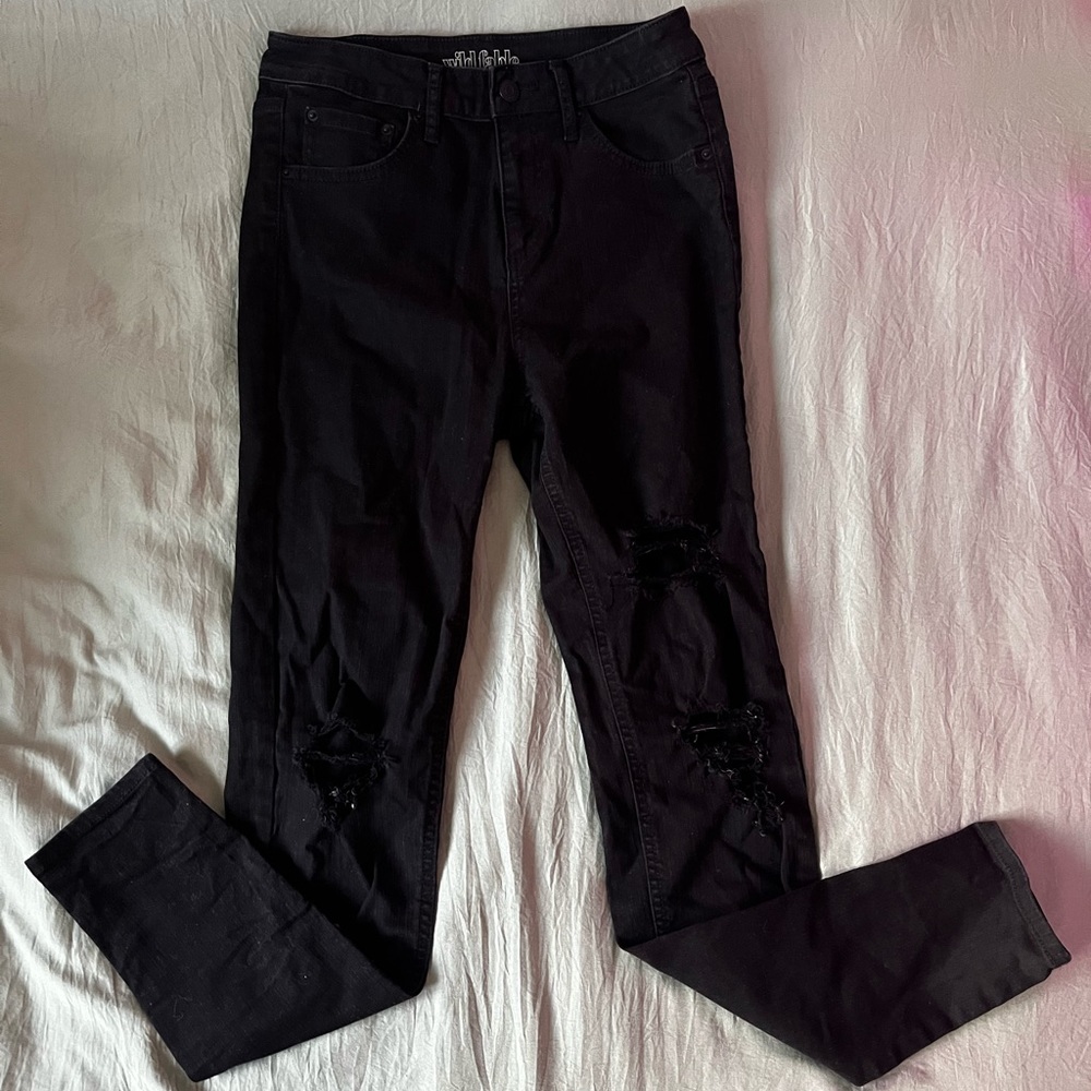 Skinny Distressed Black Jeans